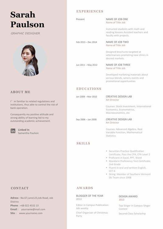 文艺清新英文简历 03(1)英文简历word模板